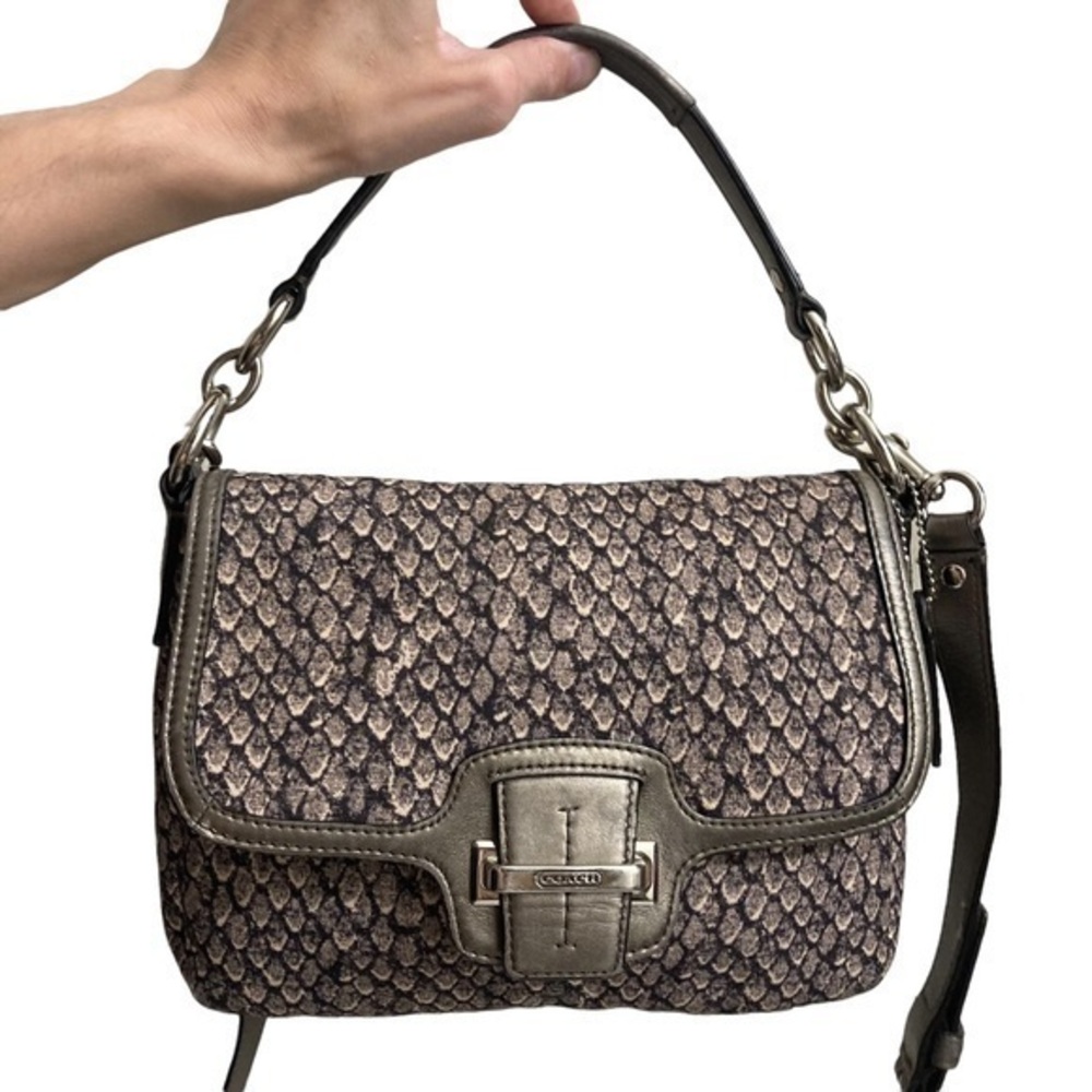 Coach Taylor Snake Print Flap Handbag F26036